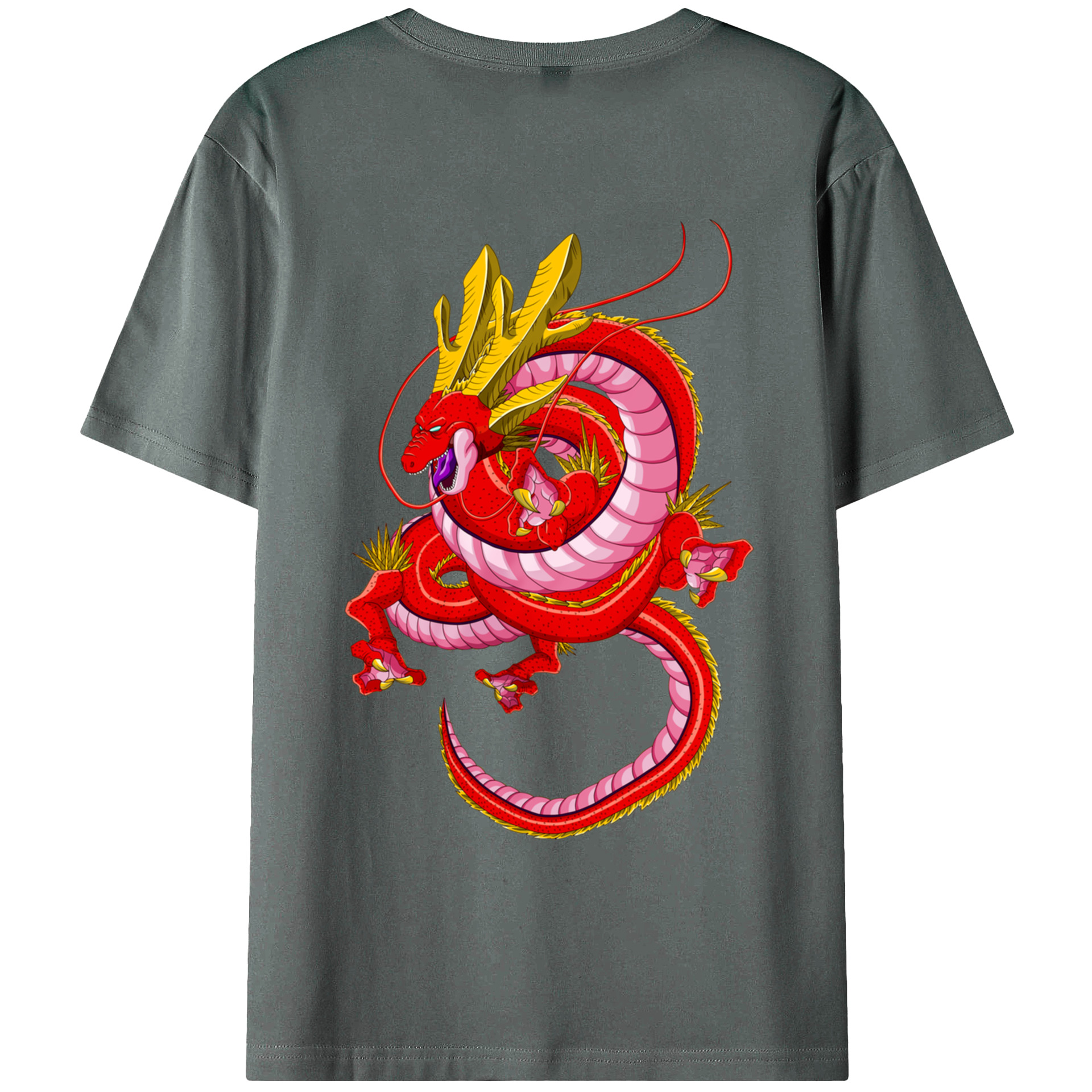 （画像用） ドラゴンボール 神龍 シェンロン DRAGON BALL Shenron 綿100％ メンズ半袖Tシャツ（バックプリント） 通気性